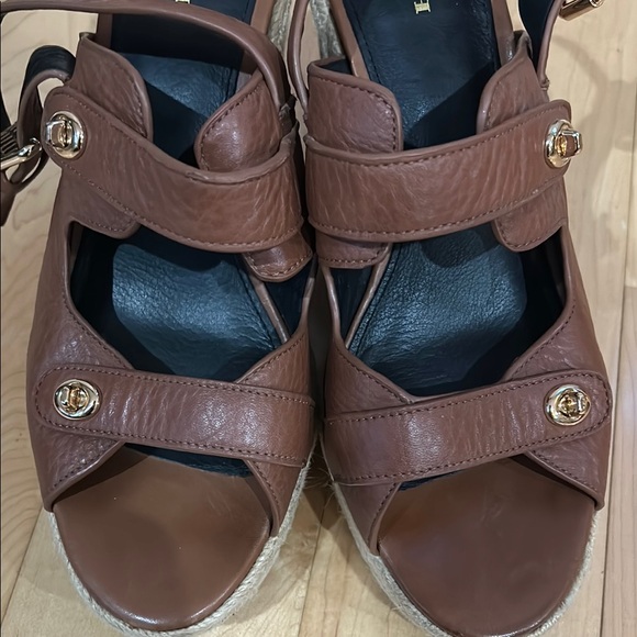 Coach brown leather espadrille wedges size 10 - Picture 5 of 7
